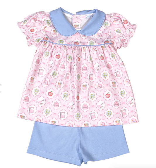 Baby Loren School Time Pima Scalop Collar Top Set