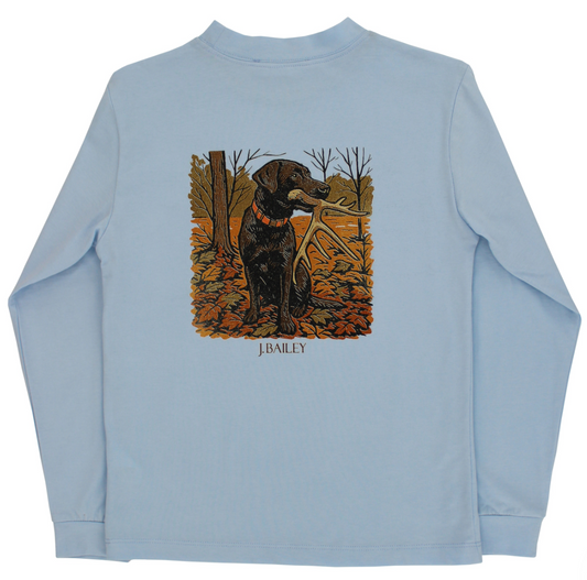 Bailey Boys L/S LOGO TEE-ANTLER DOG/BAYBERRY