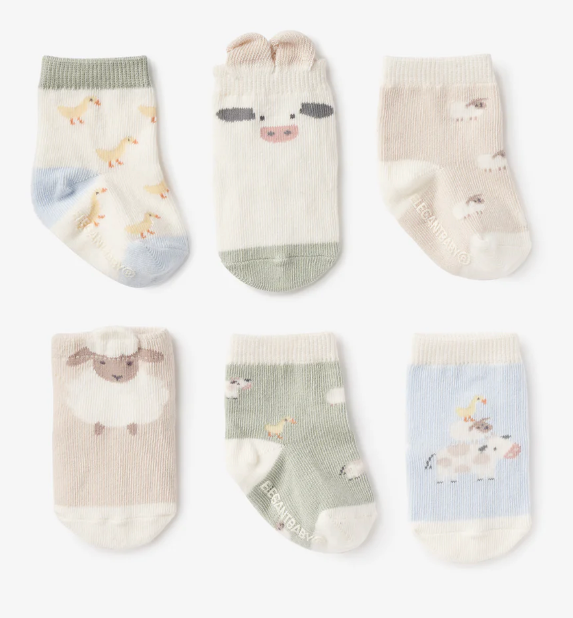 ON THE FARM NON SLIP BABY SOCKS 6PK Elegant Baby