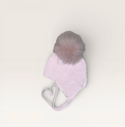 Mi Lucero Pom Tie Hat Pink 6 Months