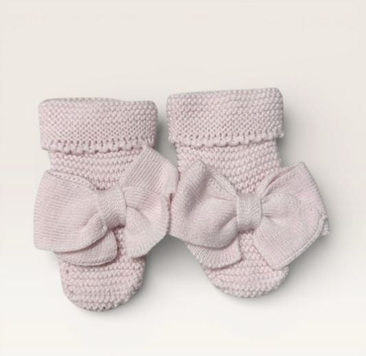 Mi Lucero Fold Over Booties with Bow Pink