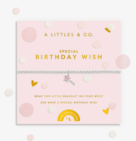 Kids' Confetti A Little 'Special Birthday Wish' Bracelet In Silver Plating