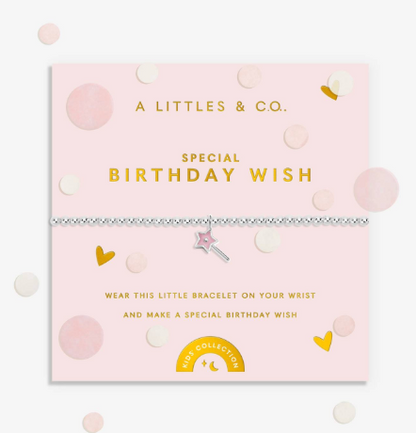 Kids' Confetti A Little 'Special Birthday Wish' Bracelet In Silver Plating