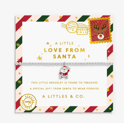 Kids' Christmas A Little 'Love From Santa' Bracelet In Silver Plating