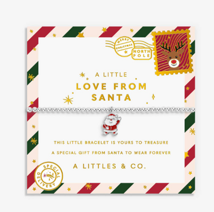 Kids' Christmas A Little 'Love From Santa' Bracelet In Silver Plating