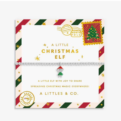 Kids' Christmas A Little 'Christmas Elf' Bracelet In Silver Plating