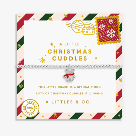Kids' Christmas A Little 'Christmas Cuddles' Bracelet In Silver Plating