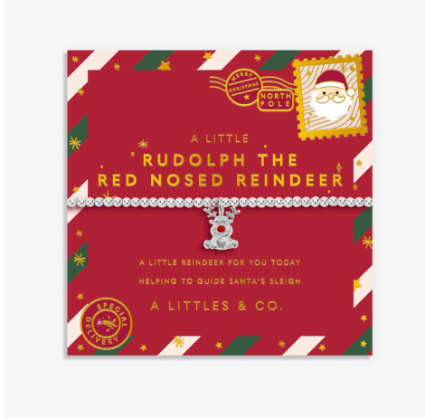 Kids' Christmas A Little 'Rudolph The Red Nosed Reindeer' Bracelet In Silver Plating