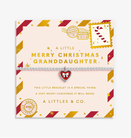 Kids' Christmas A Little 'Merry Christmas Granddaughter' Bracelet In Silver Plating