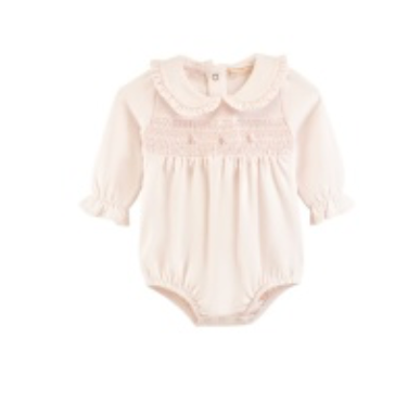 Baby Club Chic Smocked Pima Collared Bubble - Pink