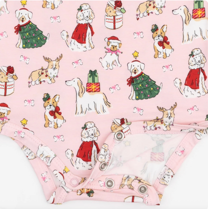 Angel Dear Christmas Dogs Pink - Long Sleeve Bodysuit