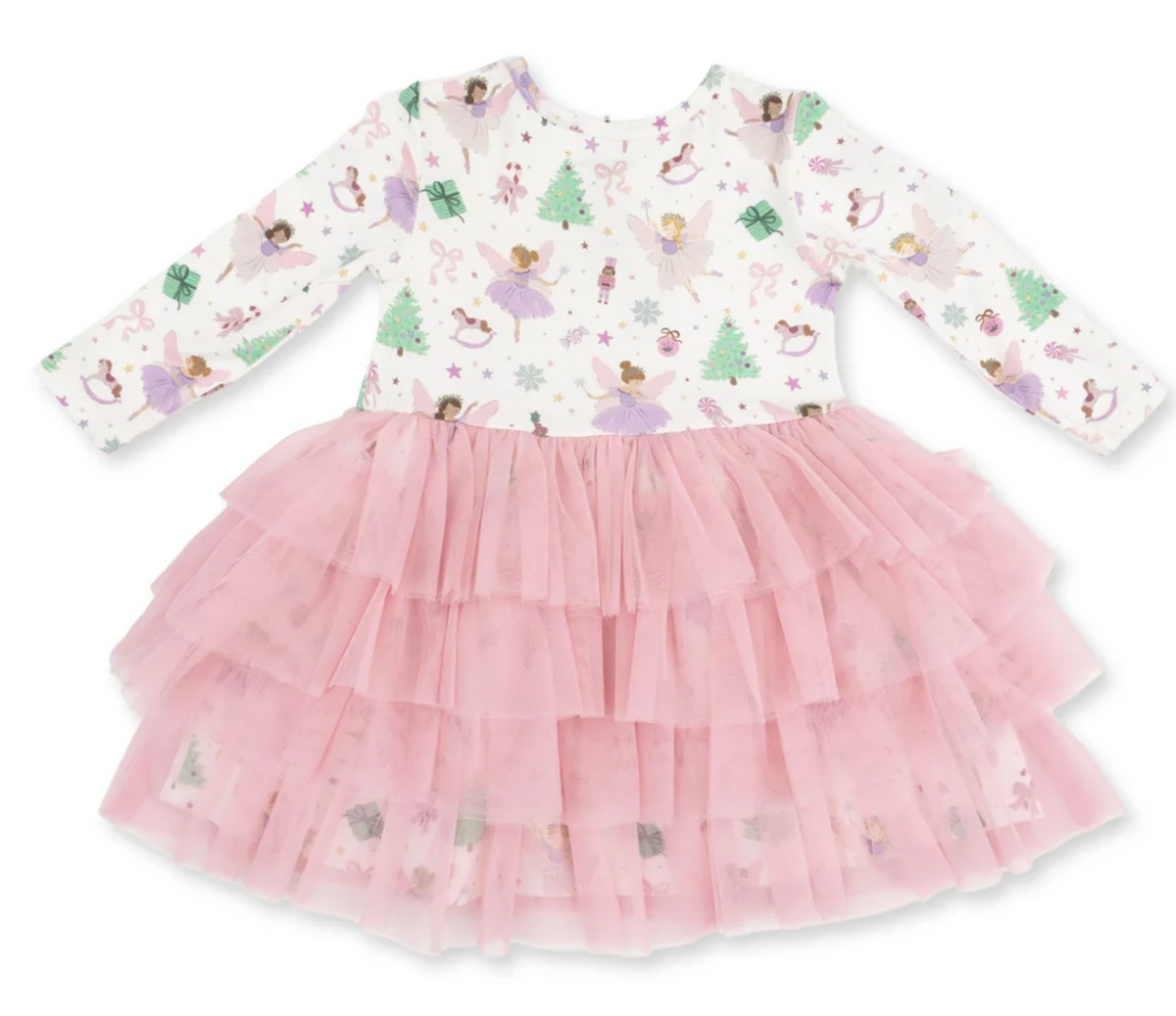 Angel Dear Sugar Plum Fairies -Twirly Long Sleeve Tutu Dress with Cartwheel Short