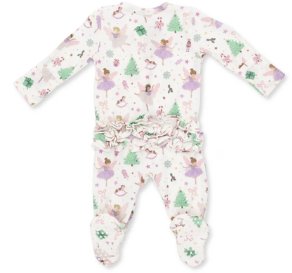 Angel Dear Sugar Plum Fairies - 2 Way Ruffle Back Zipper Footie