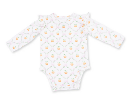 Angel Dear Pretty Pumpkin Trellis - Ruffle Sleeve Bodysuit With Snap Shoulder