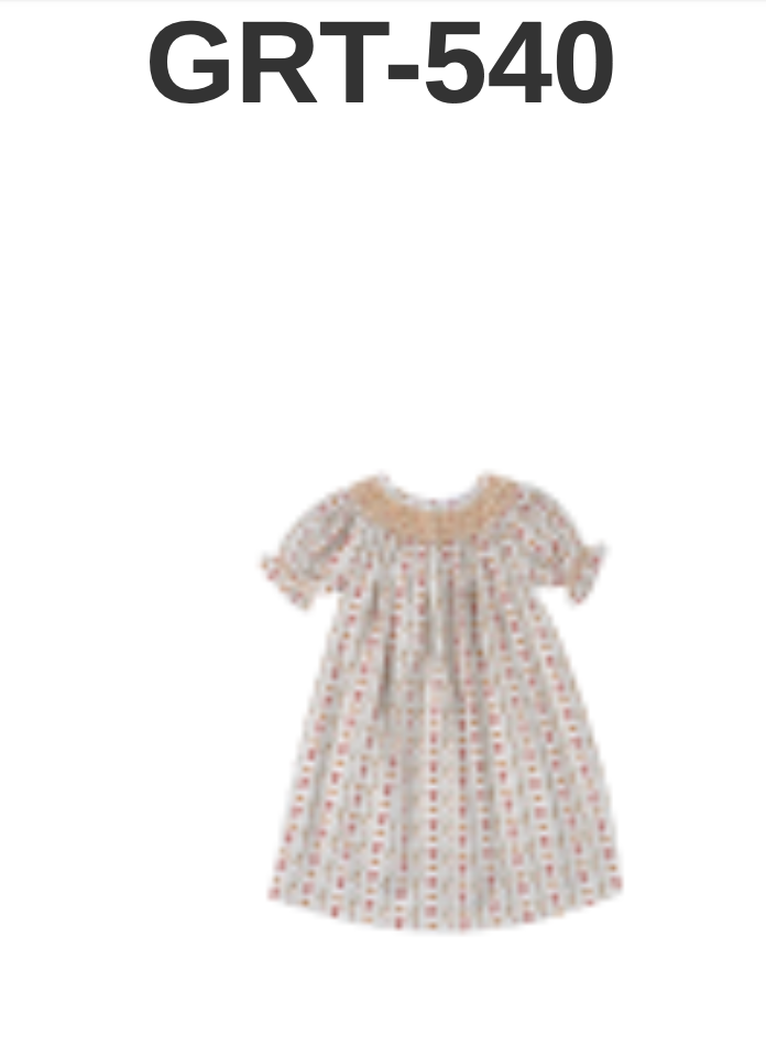 Baby Loren Greatfull Day Pima Dress Floral Hand Smock Bishop Dress