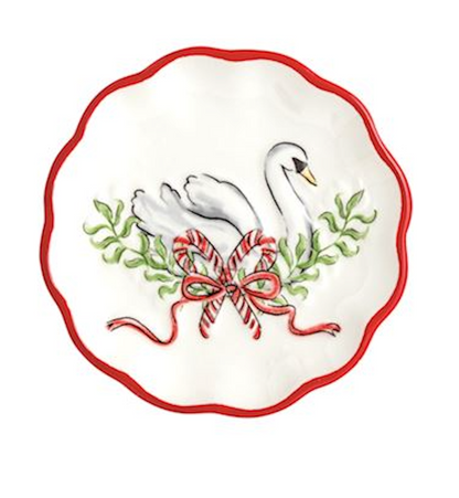 Mud Pie Christmas Swan Tidbit/Jewelry Plate