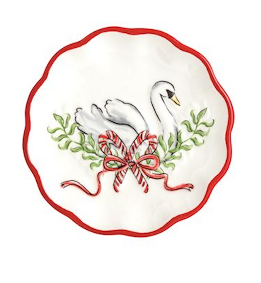 Mud Pie Christmas Swan Tidbit/Jewelry Plate