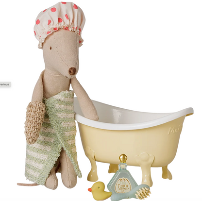Maileg Bathtub set, Mouse - Yellow