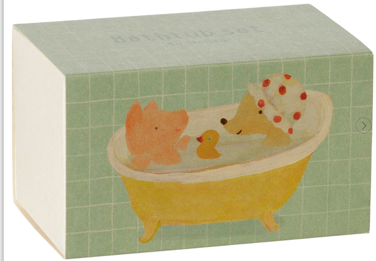 Maileg Bathtub set, Mouse - Yellow