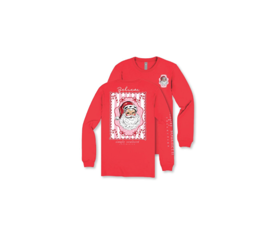 Simply Southern Girls Red Santa T-shirt