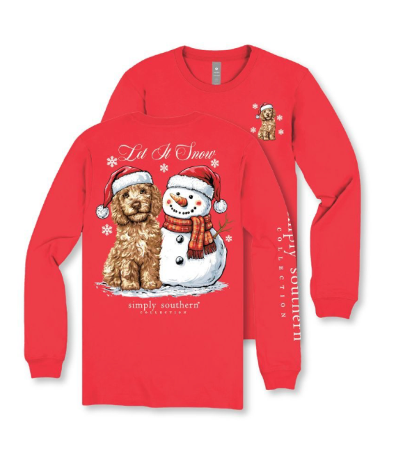 Simply Southern Girls Snowdog Red T-shirt