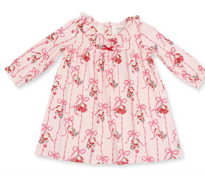 Angel Dear Bows & Santa - Long Sleeve Gown With Ruffle Collar