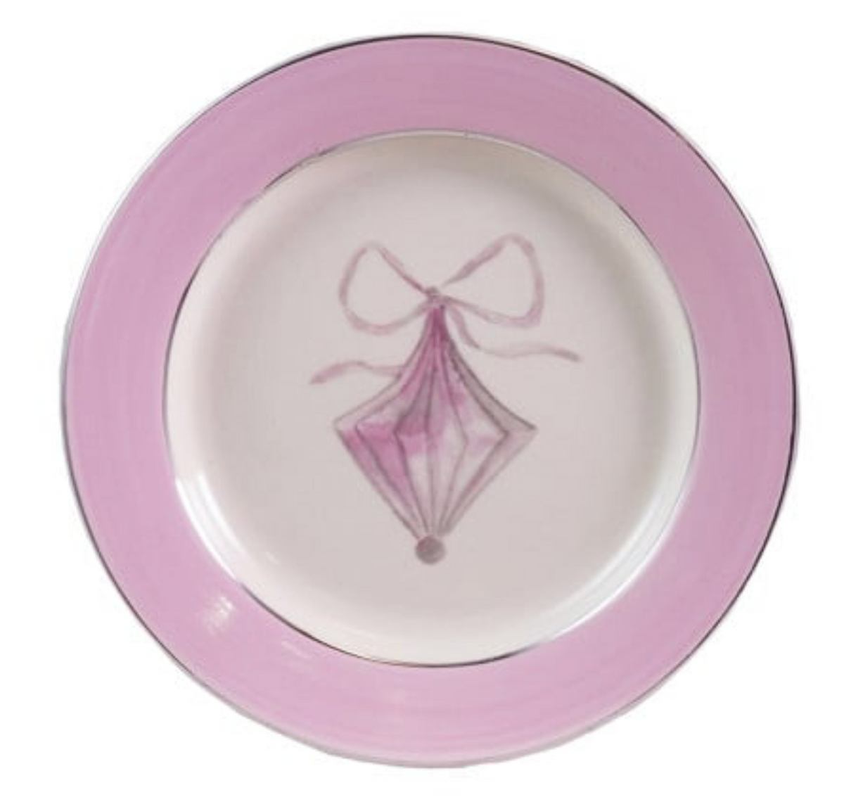 Christmas Trinket Dish -Stoneware Plate with Ornament Image & Electroplated Edges, 4 Styles