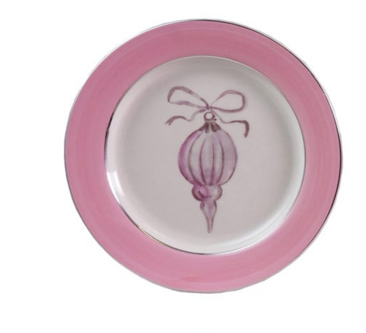 Christmas Trinket Dish -Stoneware Plate with Ornament Image & Electroplated Edges, 4 Styles