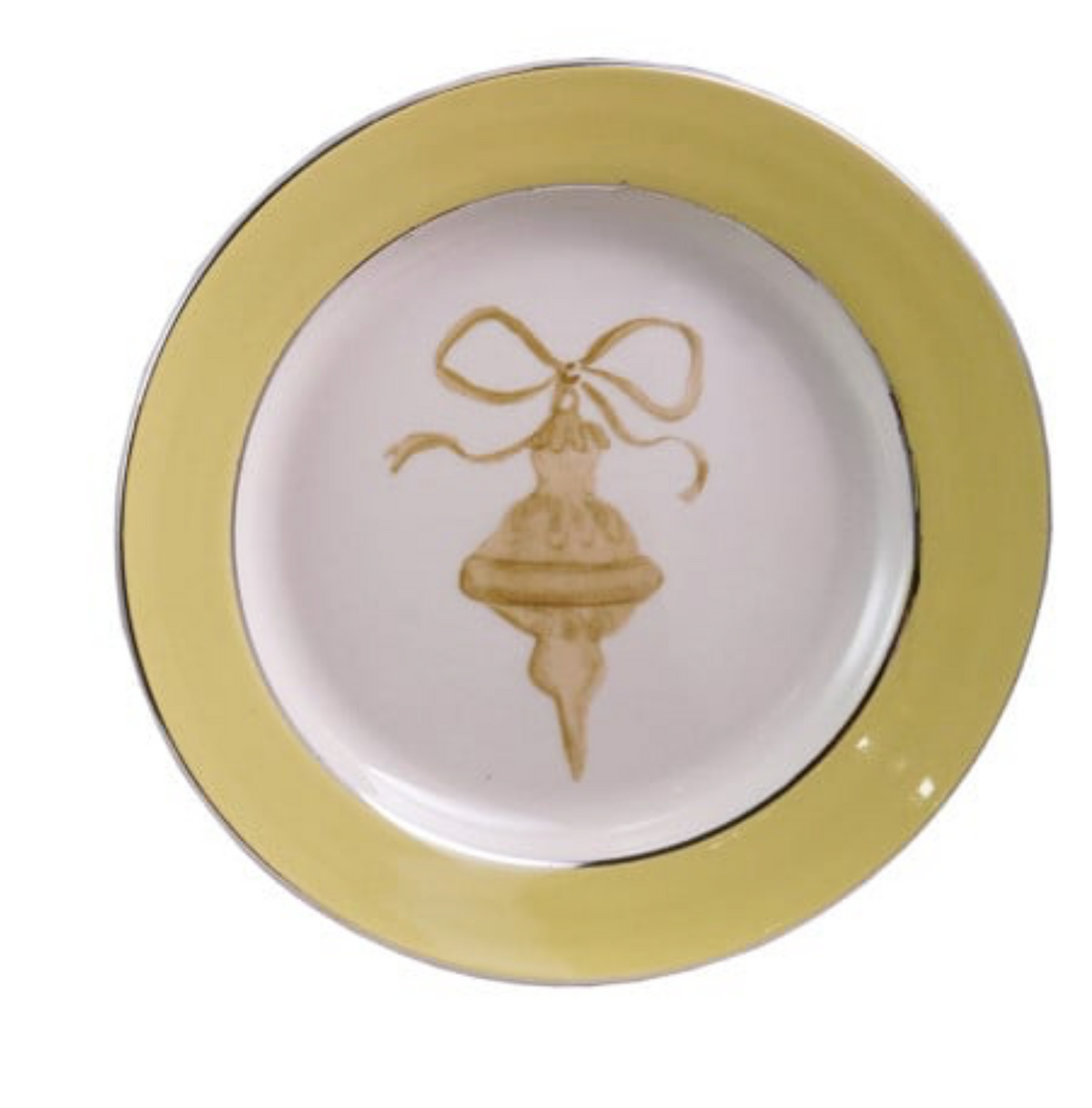 Christmas Trinket Dish -Stoneware Plate with Ornament Image & Electroplated Edges, 4 Styles