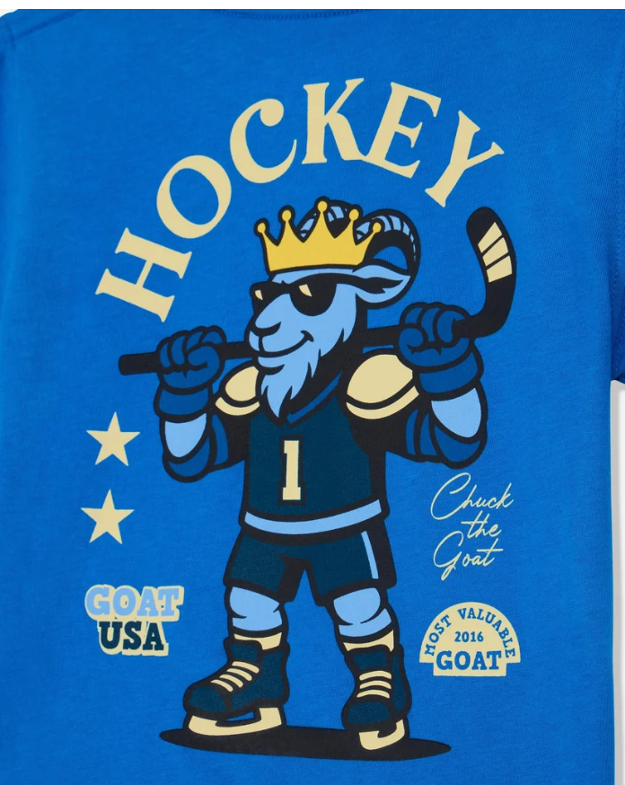 Goat Hockey Most Valuable Goat T-shirt French Blue