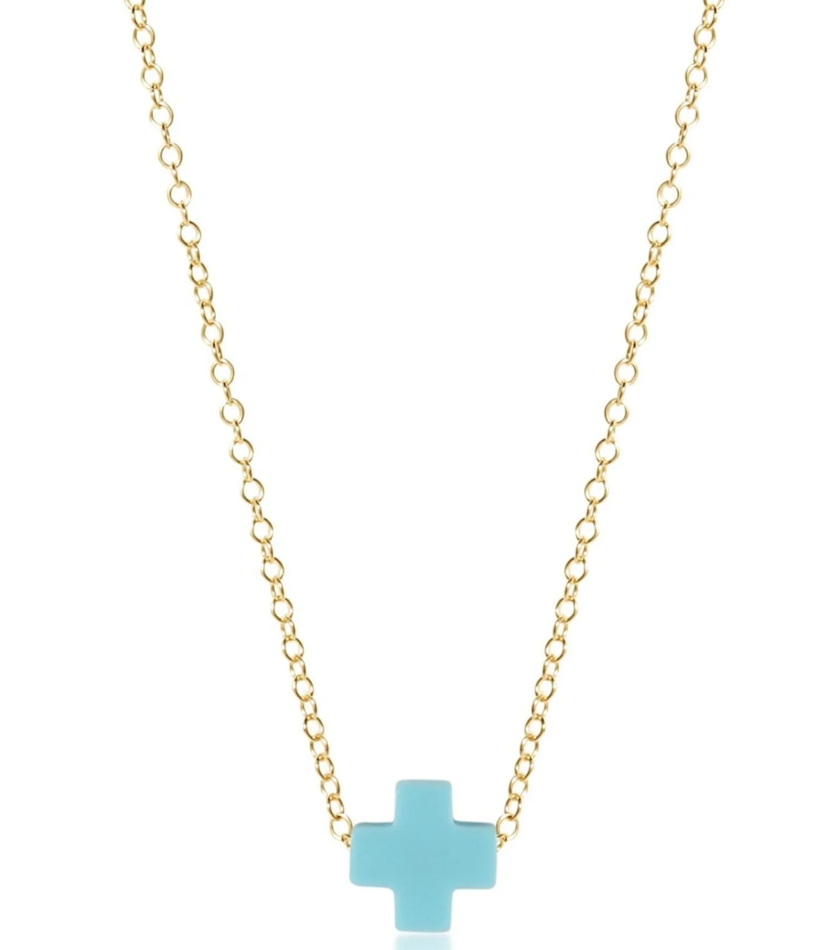 Enewton egirl 14" necklace gold - signature cross small turquoise