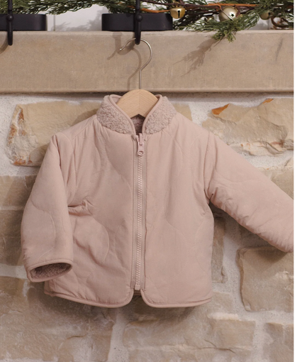 Quincy Mae Shearling Zip Jacket - Rose Water