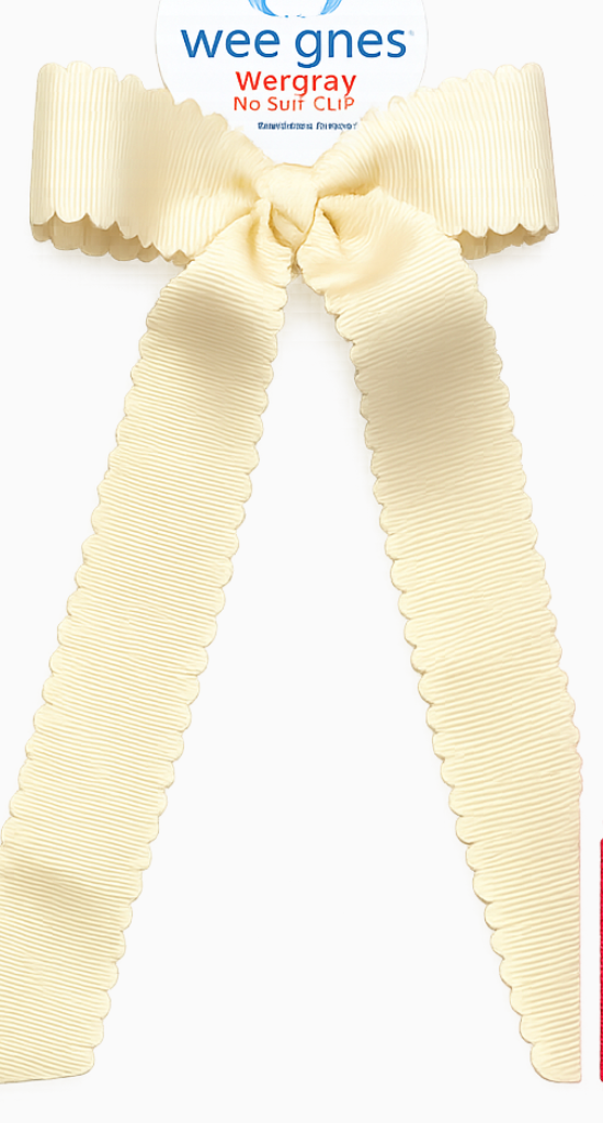 Medium Grosgrain Bowtie with Scalloped Edge, Knot Wrap, and Streamer Tails