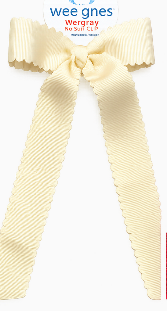Medium Grosgrain Bowtie with Scalloped Edge, Knot Wrap, and Streamer Tails