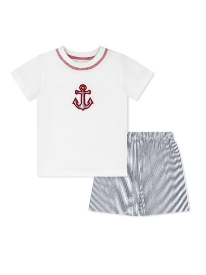 Lullaby Set Preston Short Set River Royal Seersucker, Anchor - Persnickety Shop