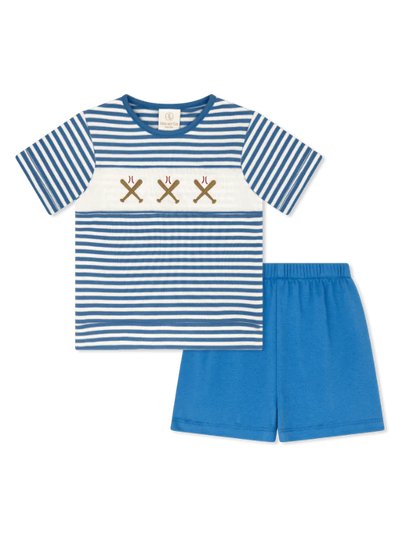 Lullaby Set Bayou Short Set Party Blue Stripe, Baseball - Persnickety Shop