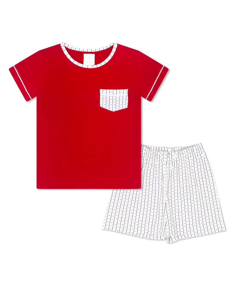 Lullaby Set Charlie Short Set Raleigh Red, All American - Persnickety Shop