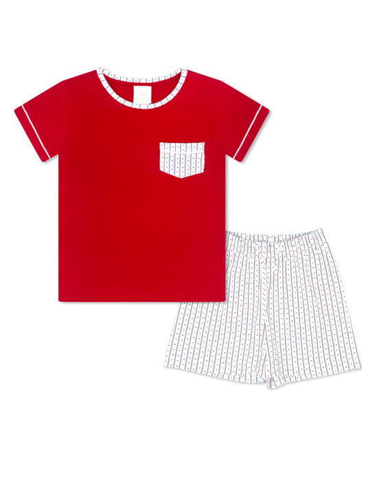 Lullaby Set Charlie Short Set Raleigh Red, All American - Persnickety Shop