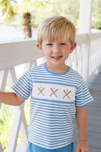 Lullaby Set Bayou Short Set Party Blue Stripe, Baseball - Persnickety Shop
