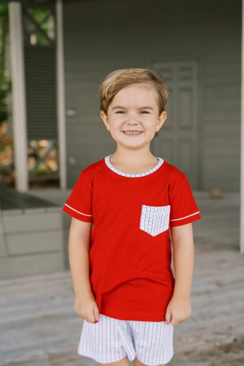 Lullaby Set Charlie Short Set Raleigh Red, All American - Persnickety Shop