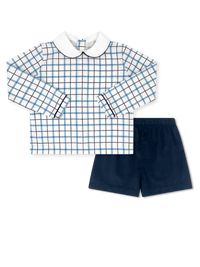 Lullaby Set Sibley Short Set Heritage Check, Princeton Navy Corduroy