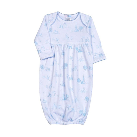 Baby Loren BLUE BABY TOILE PIMA BABY GOWN