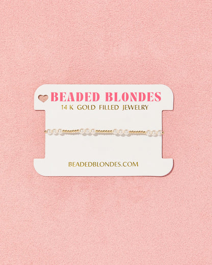Beaded Blondes ILY Bracelet in Pearl 6.75 inch