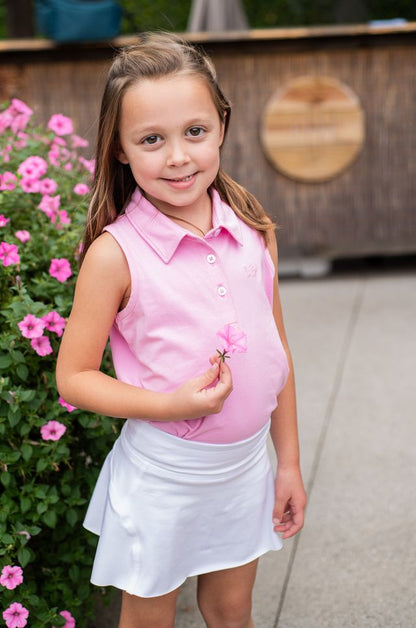 PRE-ORDER - PRODOH Girls' Sleeveless Solid Cotton Polo PF - Pink Frosting - Persnickety Shop