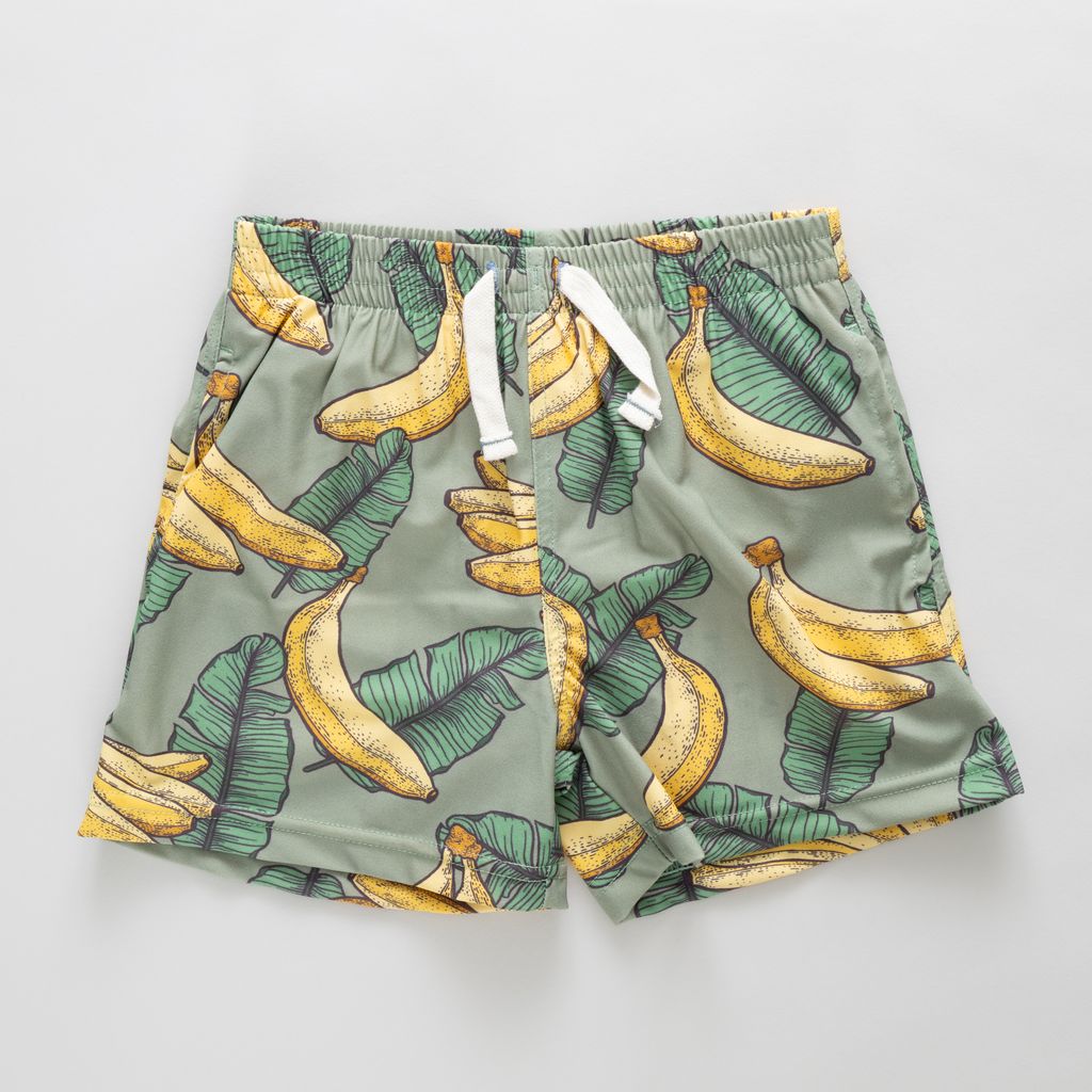 Pink Chicken Baby Boys Swim Trunk - Green Banana Leaves - Persnickety Shop