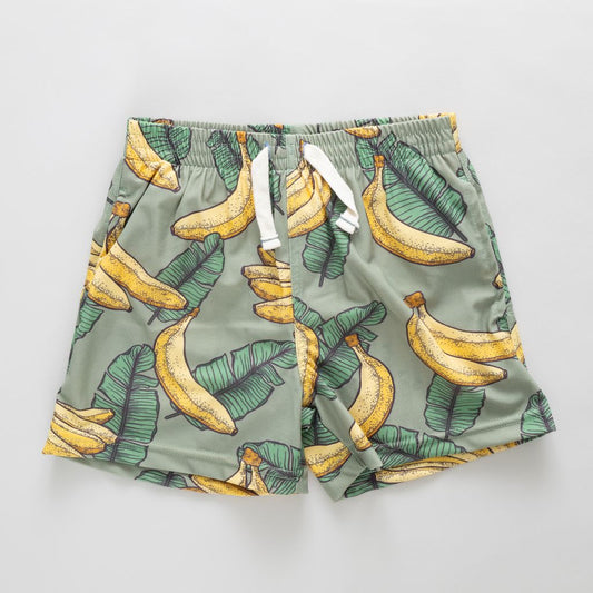 Pink Chicken Baby Boys Swim Trunk - Green Banana Leaves - Persnickety Shop