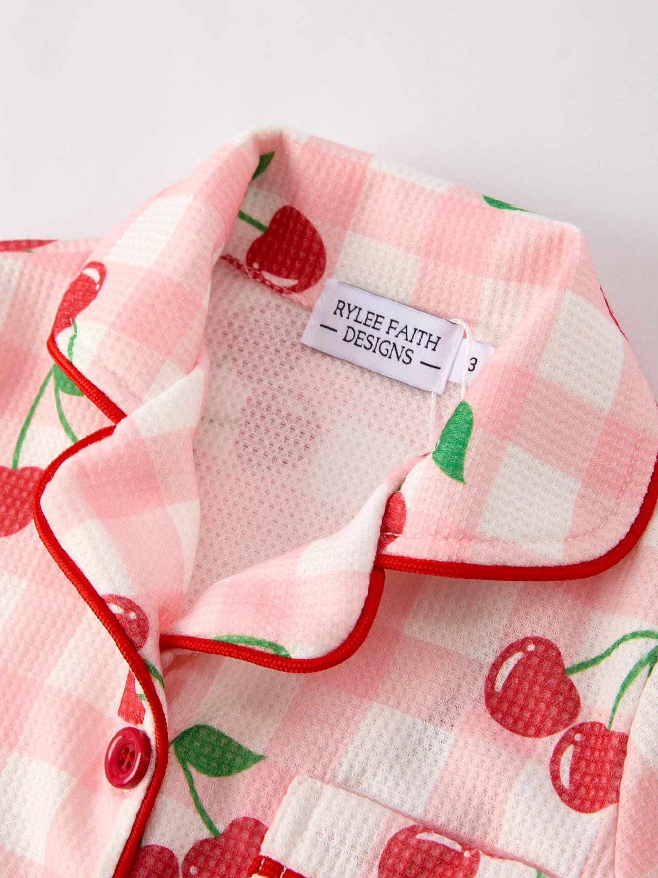 Waffle Cherry Girls Long Sleeve Set: 4 - Persnickety Shop