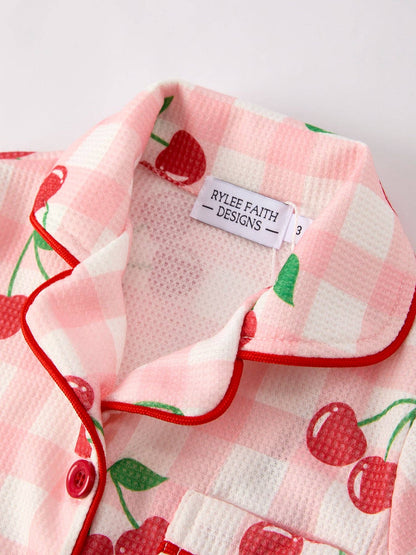 Waffle Cherry Girls Long Sleeve Set: 4 - Persnickety Shop