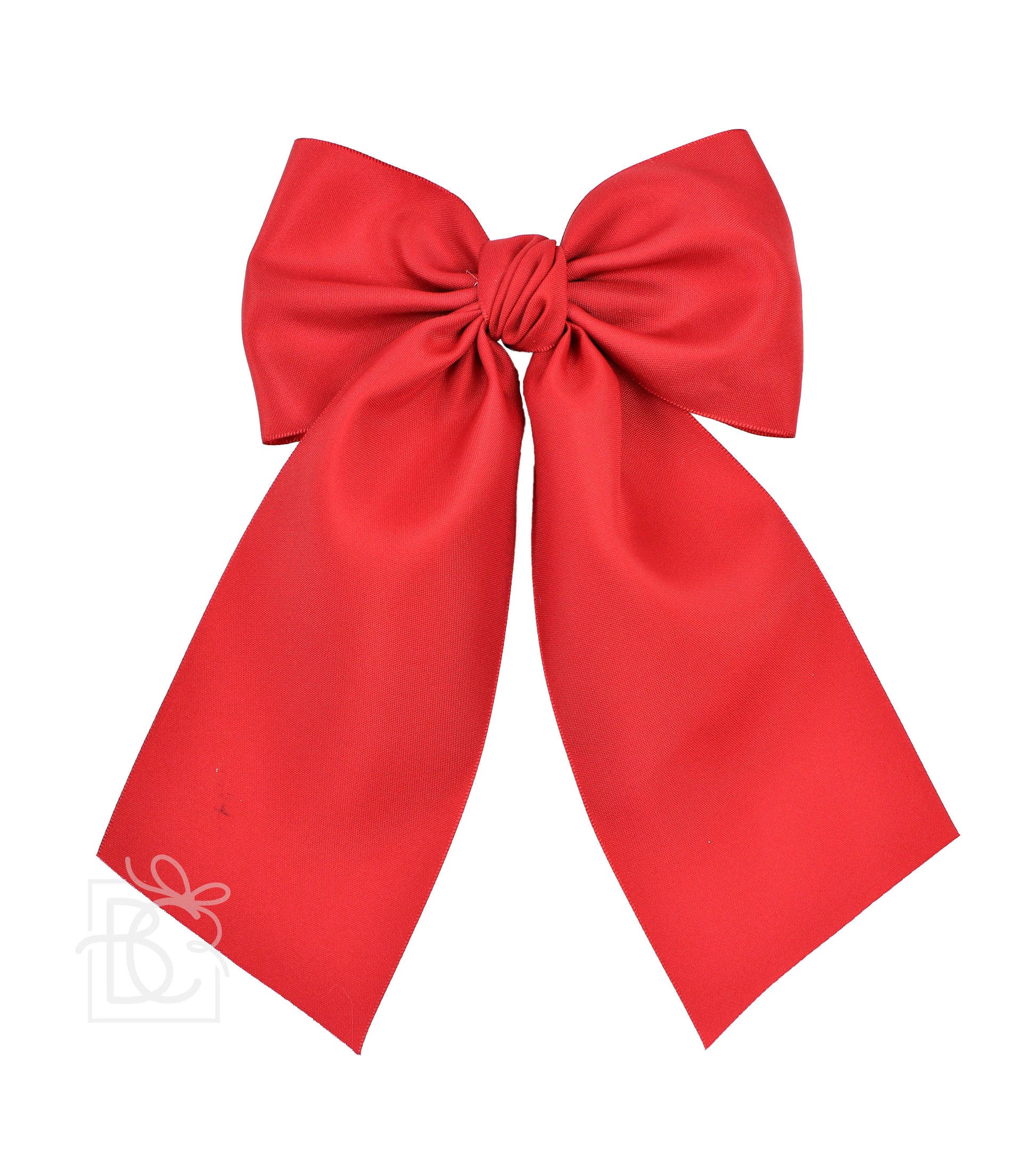 OPAQUE SATIN BOW W/ EURO KNOT & TAILS ON ALLIGATOR CLIPS: Red / 4.5" Large - Persnickety Shop