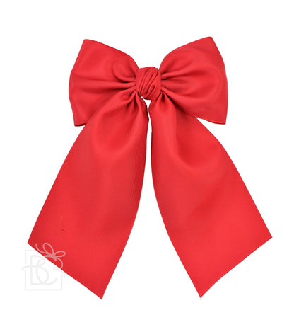 OPAQUE SATIN BOW W/ EURO KNOT & TAILS ON ALLIGATOR CLIPS: Red / 4.5" Large - Persnickety Shop